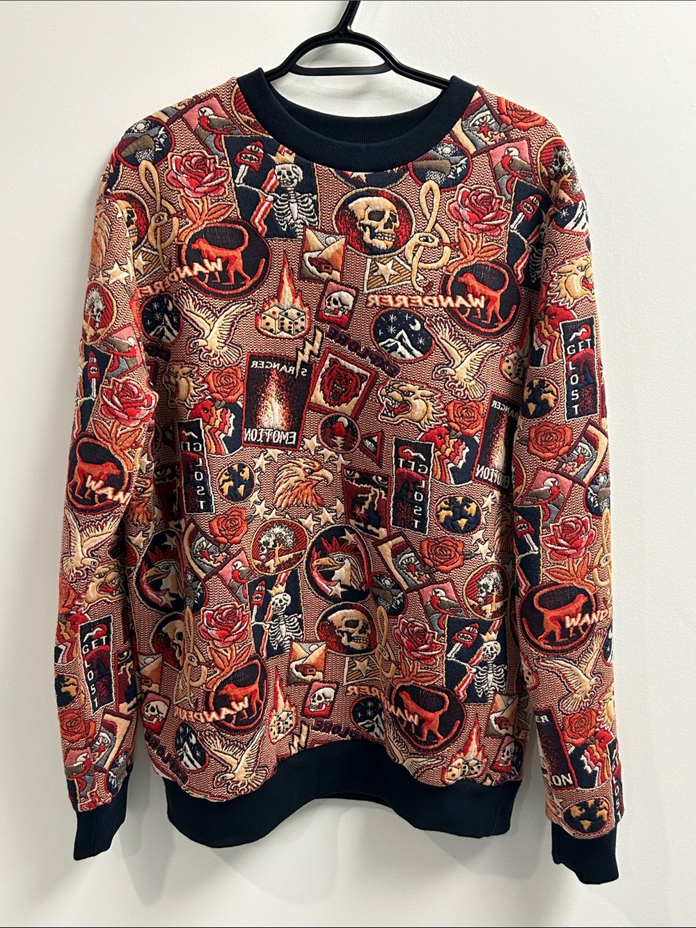 Zara Men's Multi-Pattern Crewneck Sweatshirt